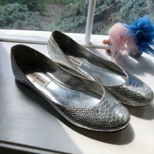 Steve Madden Silver Snakeskin Flats